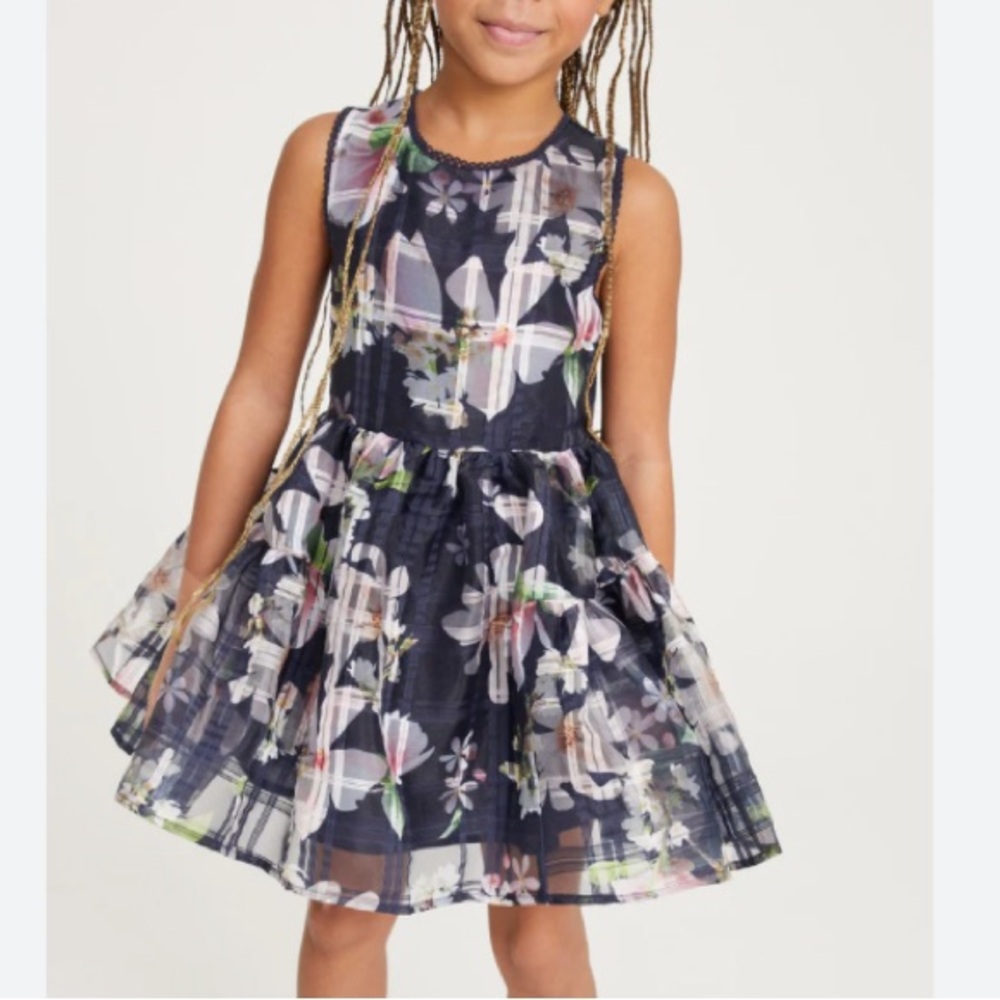 Baker By Ted Baker kids 13Y navy blue burnout dress floral